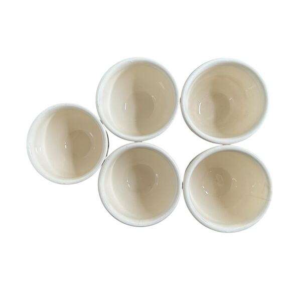 Vtg Nasco Ivory with Gold Floral Scroll Soup Fruit Cup Bowls Set of 5 2.75" Tall - Picture 4 of 10